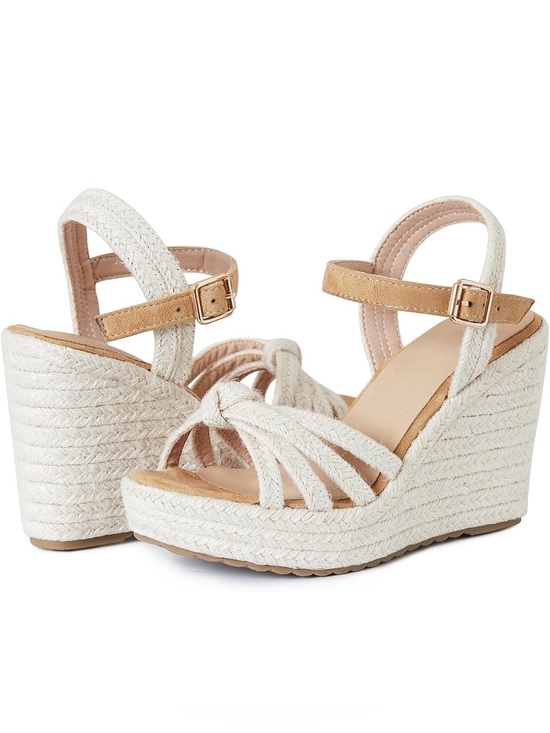 None Shoes - Espadrille Wedge Sandals for women straps open toe platform size 6 high heels